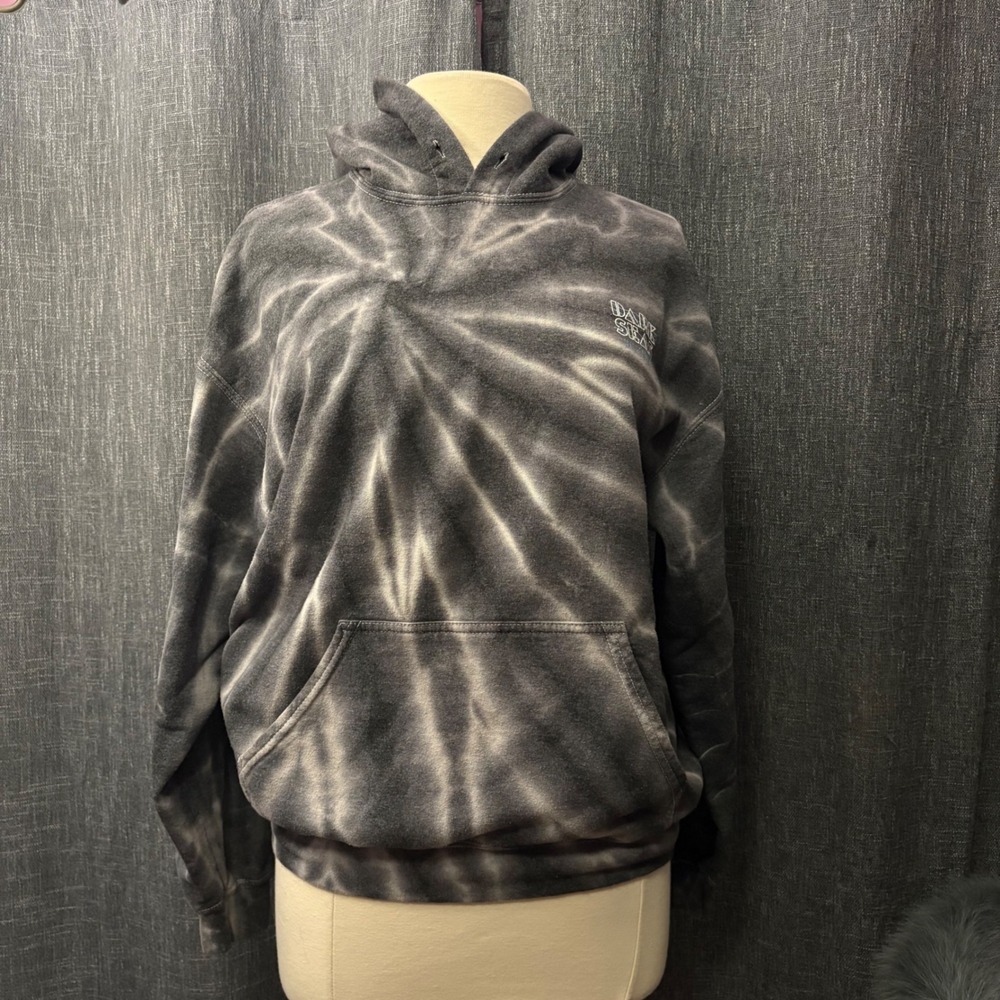 Dark Seas Coast to Coast Nautical Tie Dye Graphic Hoodie Gray Black (Women L)